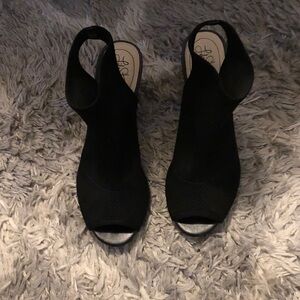 Life Stride Black Slingback Peep Toe Heels